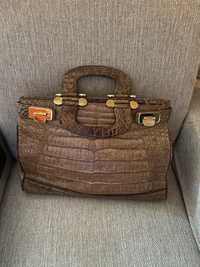 Винтажная сумка из кожи крокодила в стиле Birkin, Modell Royal