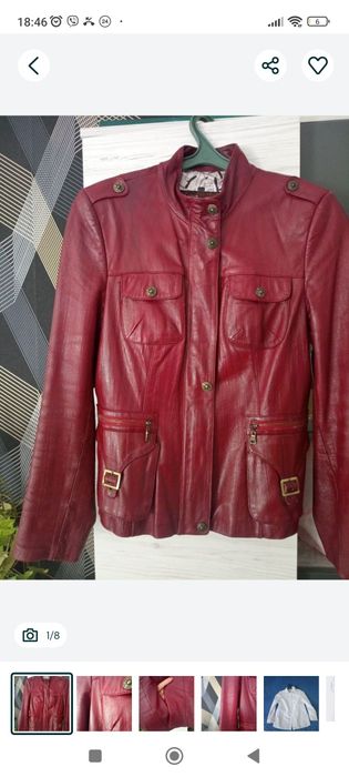 Куртка кожа натуральная, бордо Шкіряна куртка жакет 46 р. Бордова
