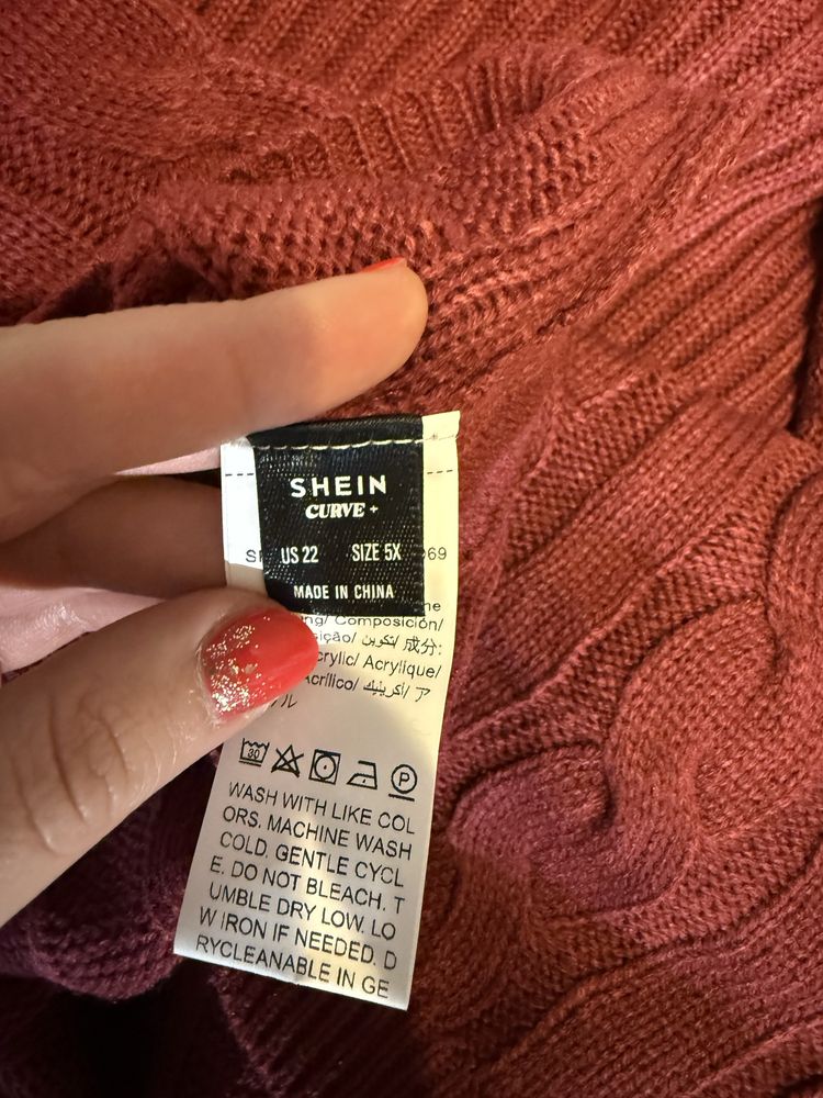 Piękny bordowy golf, sweter 5XL Shein, miękki