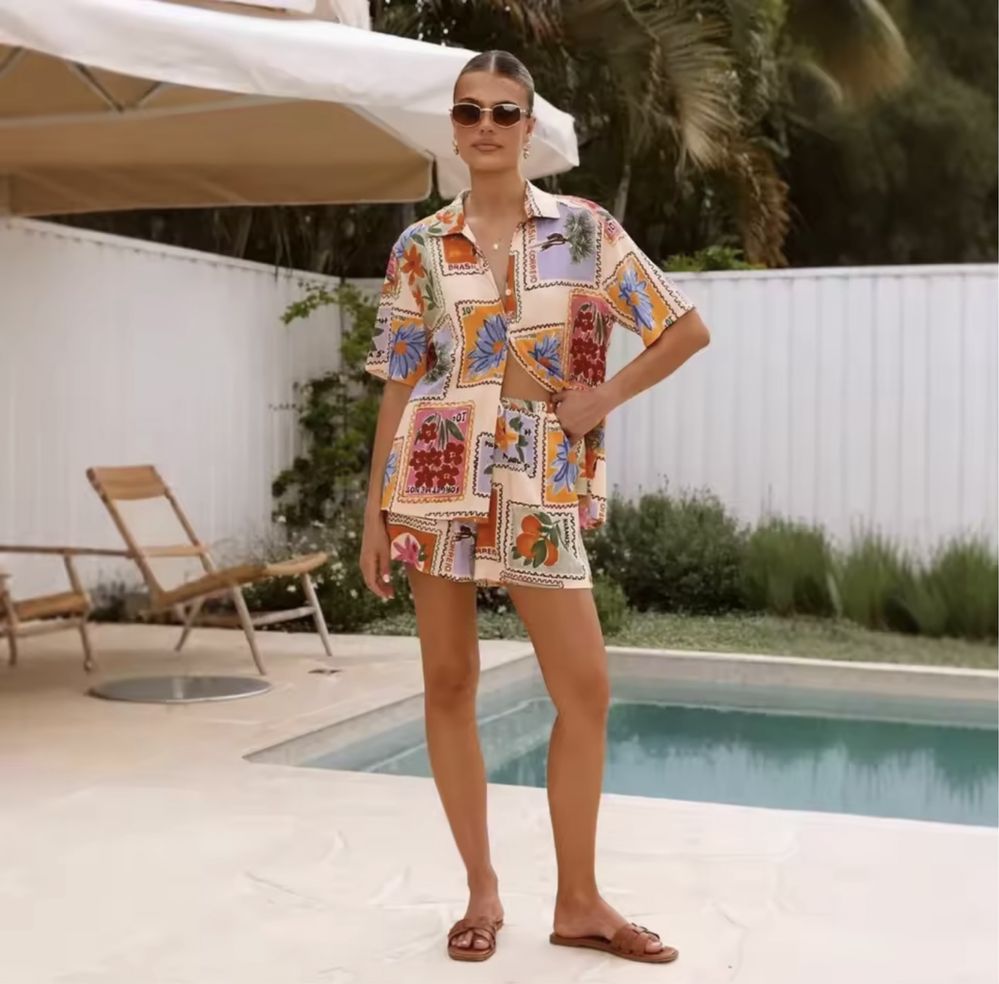 Костюм М легкий тонкий літній схожий на zimmerman zara шорти рубашка