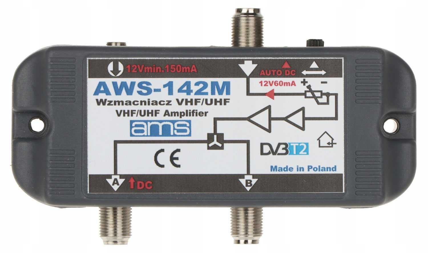 Rozdzielacz antenowy wzmacniacz DVB-T AMS AWS-142