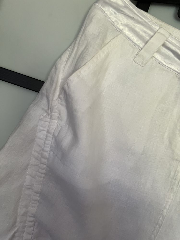 Solar spódnica lniana 38 letnia biała ściągacz midi podszewka len