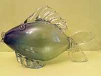 Статуэтка Рыба, дутое цветное стекло, винтаж 25см