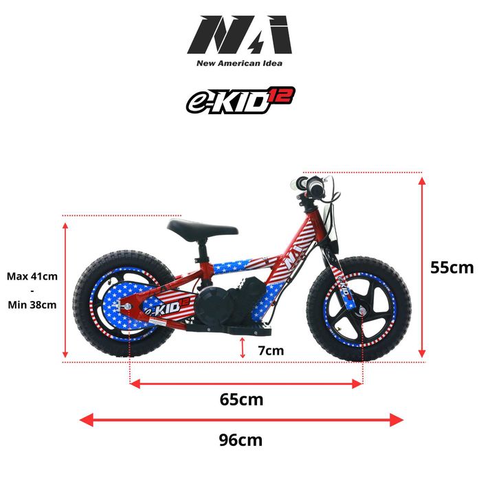 NAI e-KID 12 PRO motocykl dzieci, koła 12" z E-ABS motocykl balansowy