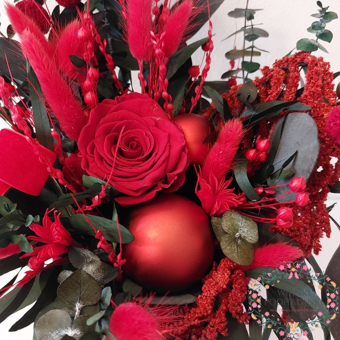 Box Flower Box świąteczny stroik ozdoba na stół komodę czerwony