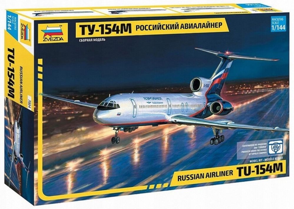 Zvezda 7004 Samolot pasażerski Tupolew Tu-154M model skala 1/144