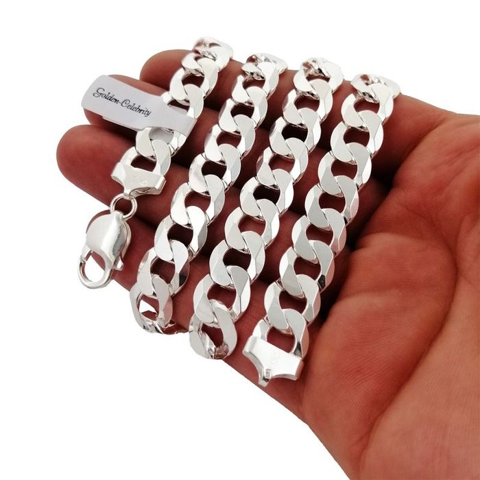 Gruby Srebrny Łańcuch Męski Pancerka Pełny 60 Cm 12 Mm Próba 925 + Gra