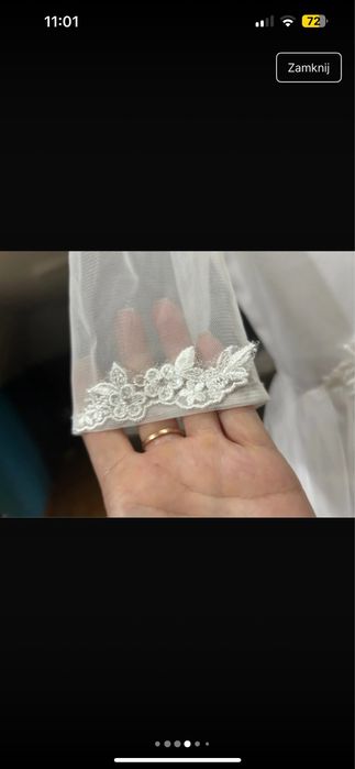 Sukienka wizytowa biała z dekoracyjnym motywem 158/164 cm BDB stan Tan