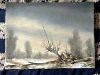 obraz pejzaż zimowy engelbert bytomski