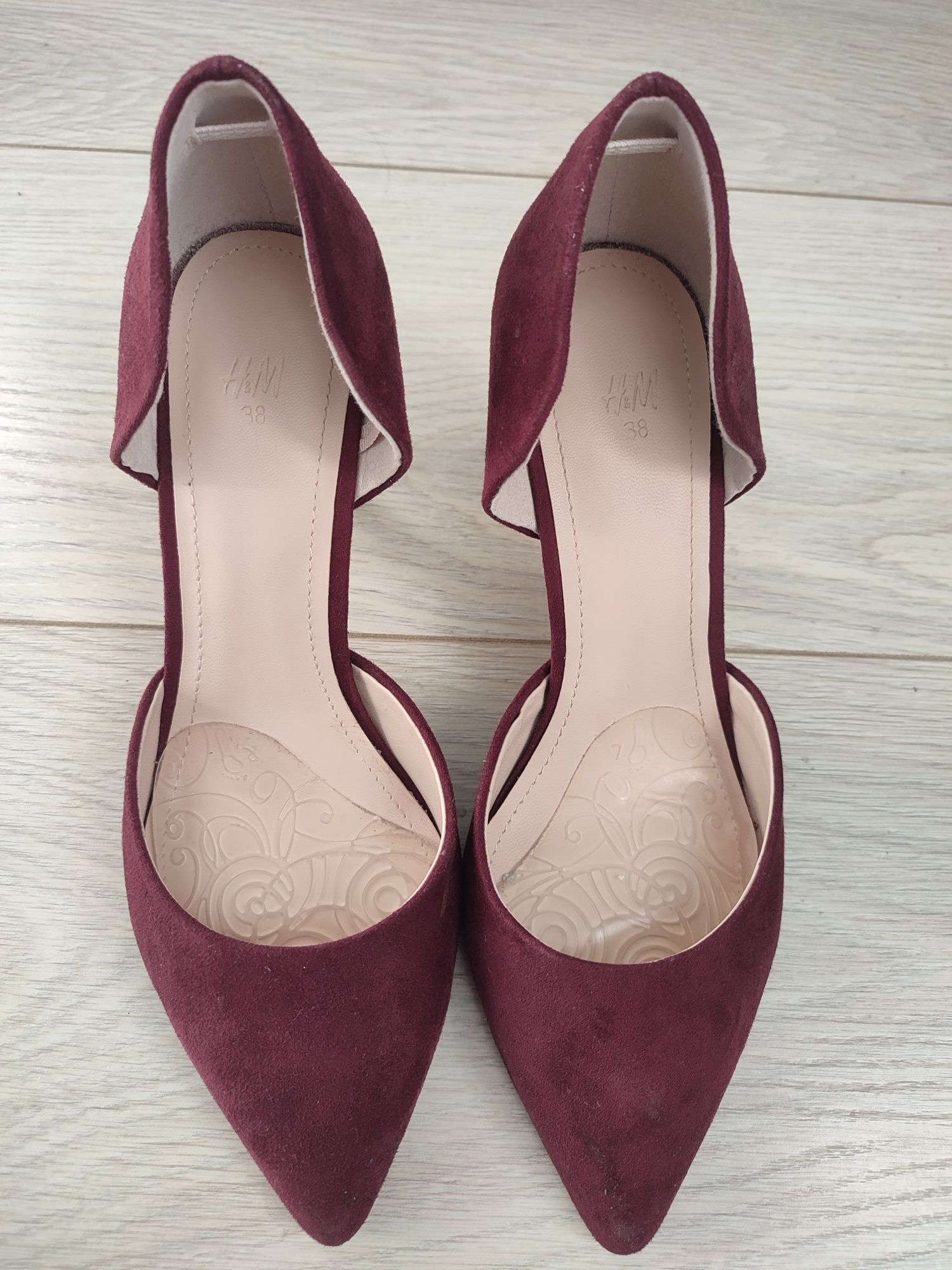Burgundowe buty damskie na obcasie szpilki HM rozm 38
