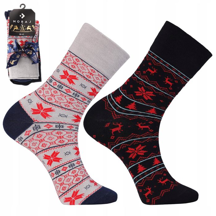 Skarpetki Świąteczne Męskie Bawełna 2Pary Prezent Święta Moraj 39-42