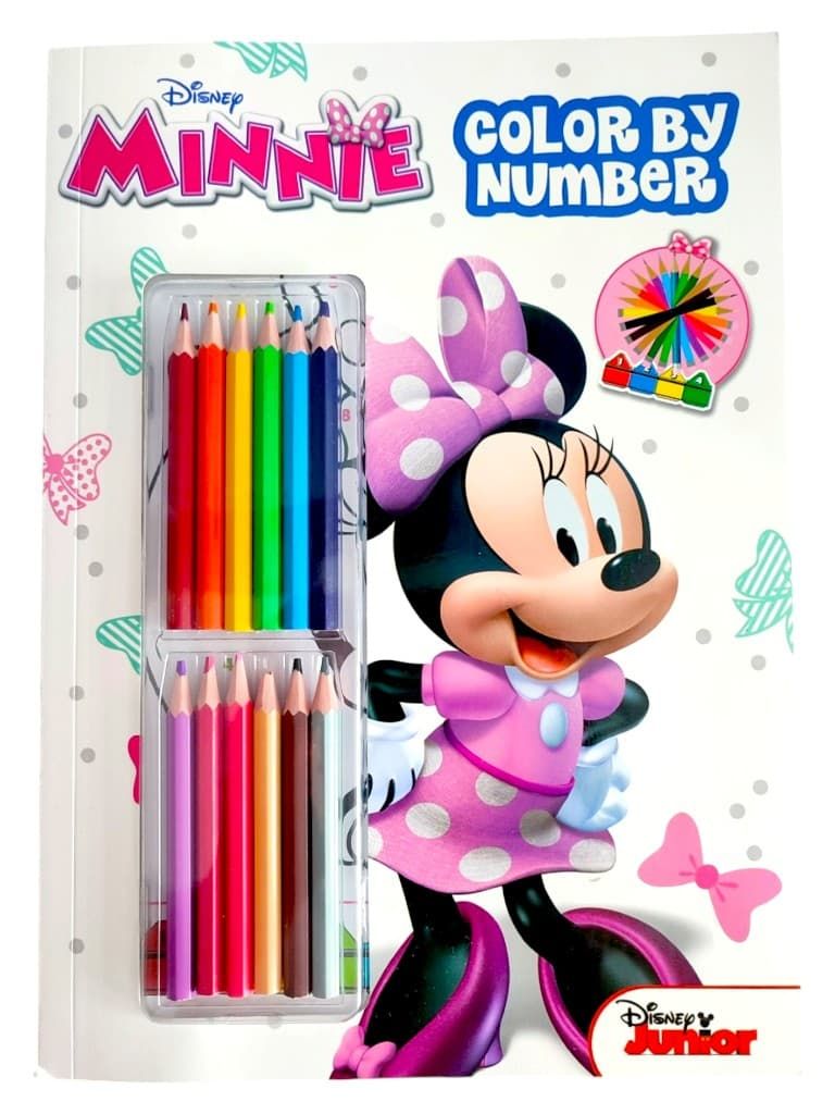 Malowanie po numerach książeczka Myszka Minnie kredki + 32 kolorowanki