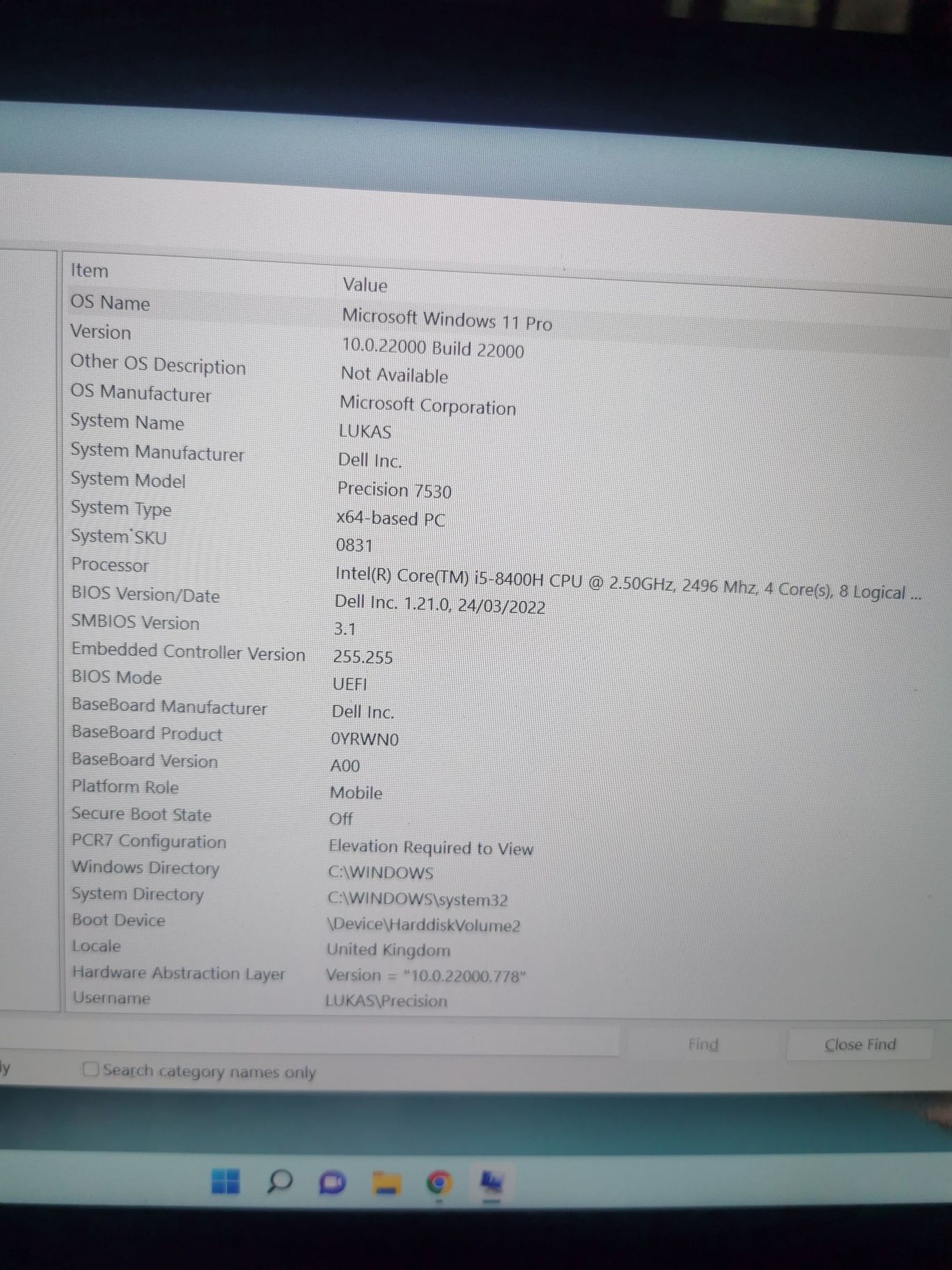 Dell Precision 7530 i5-8400H Nvidia Quadro P2000