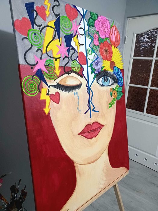 "Rozdwojenie" - oryginalny, unikatowy obraz na płótnie 100x70cm