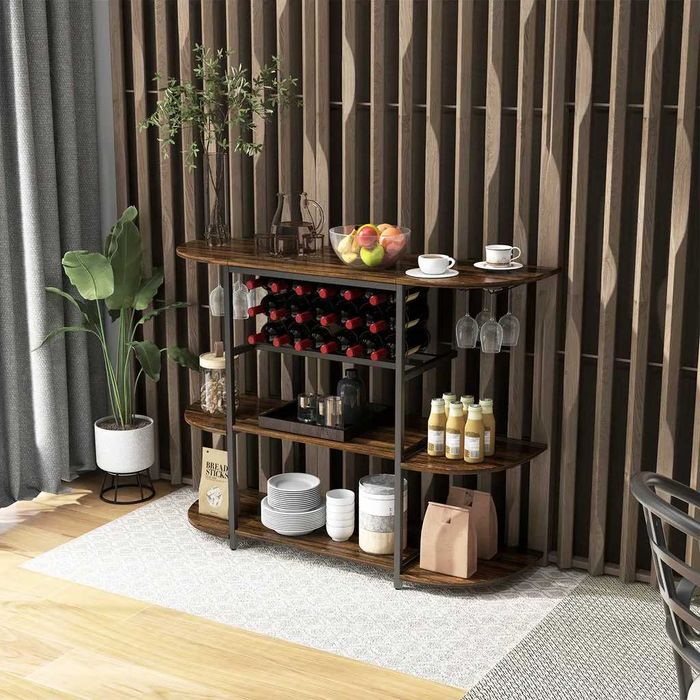Stojak Na Wino Z Uchwytem Na Kieliszki I Półkami