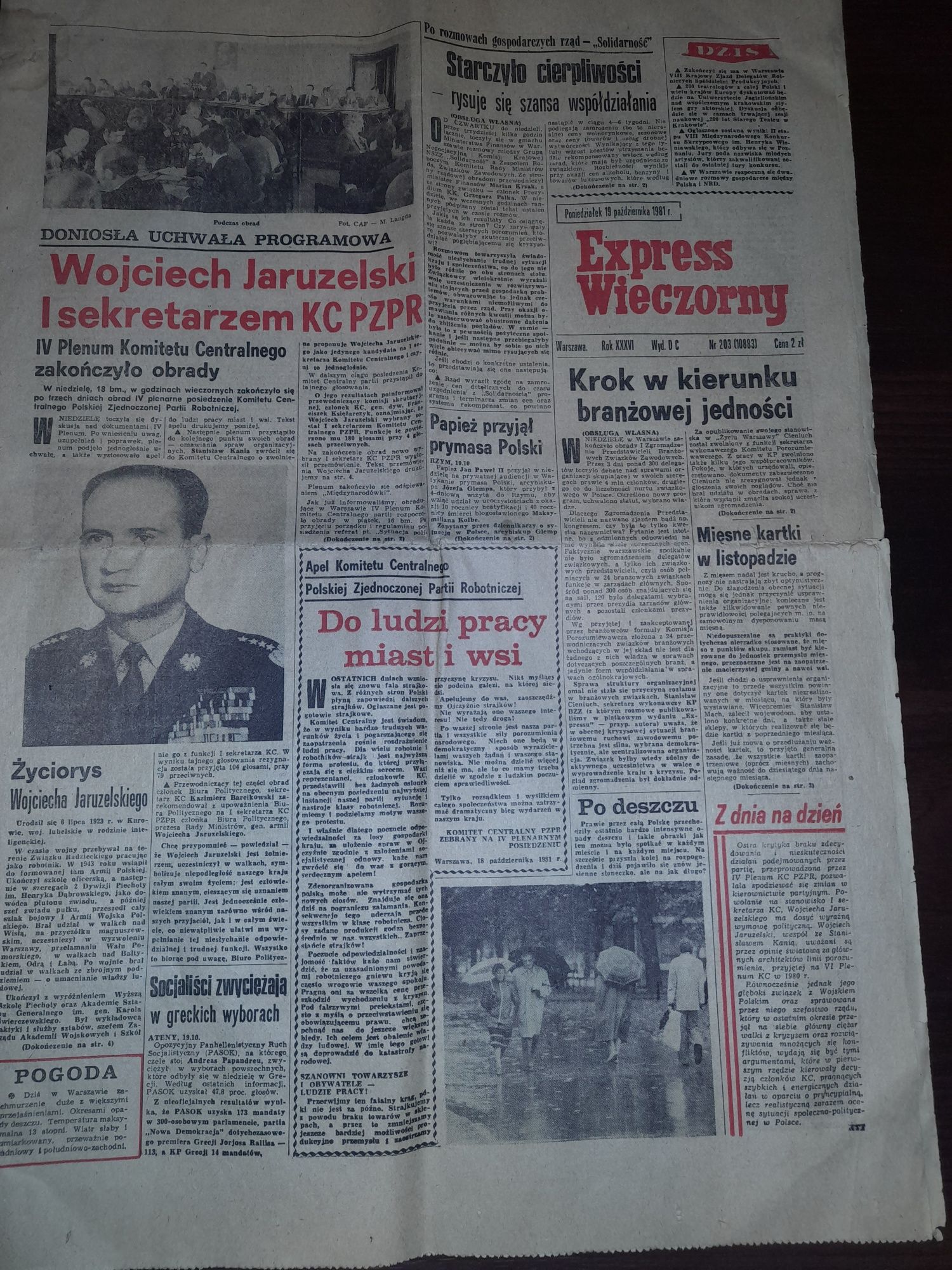 Gazeta Express Wieczorny 1981rok