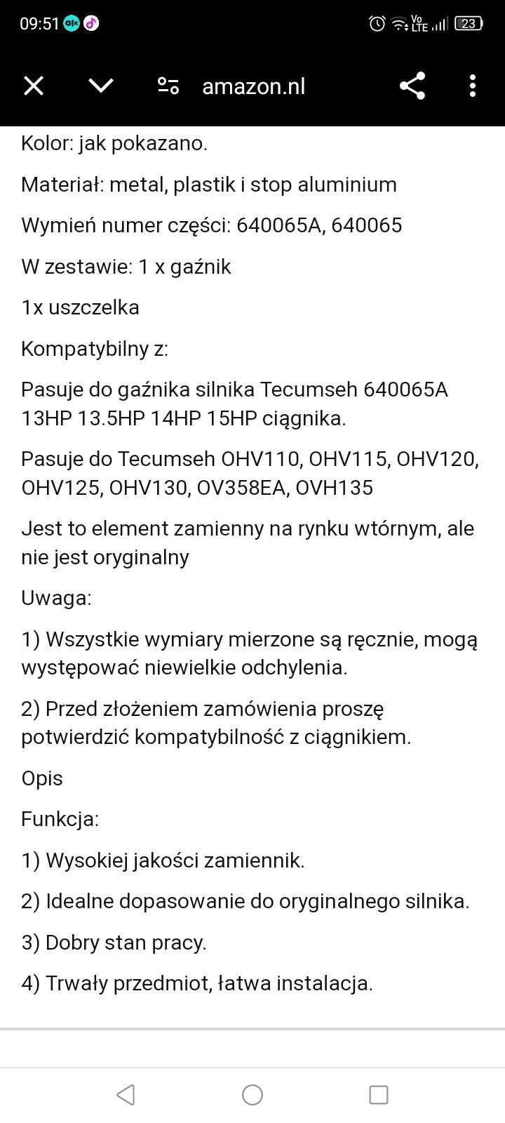 Gaźnik do kosiarki