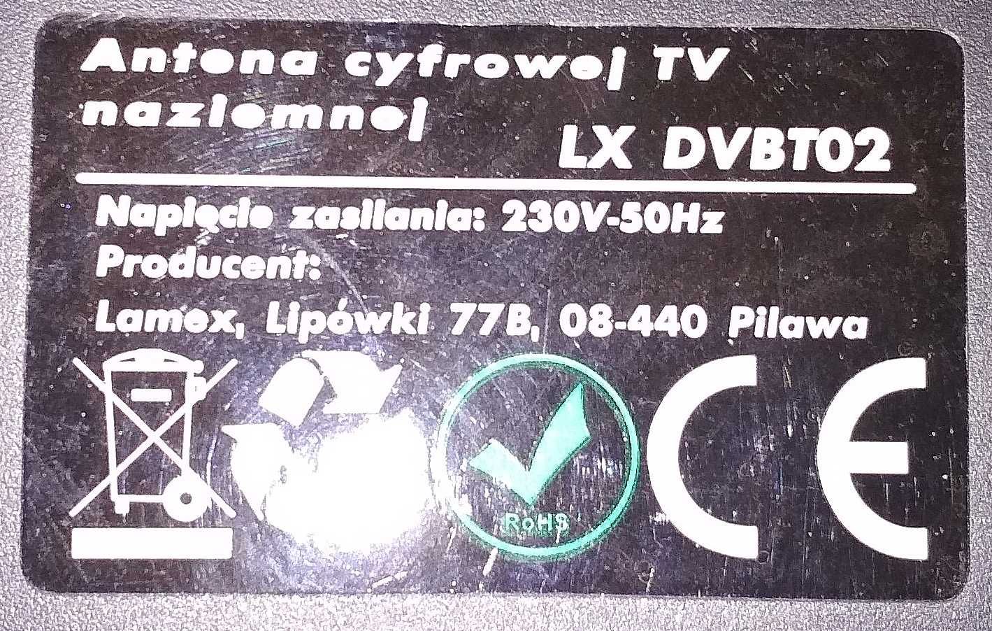 Antena LTC cyfrowej TV naziemnej LX DVBT02 używana pokojowa