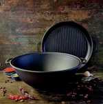 Казан чавунний узбецький об`ємом 12 л WOK із кришкою-сковородою гриль