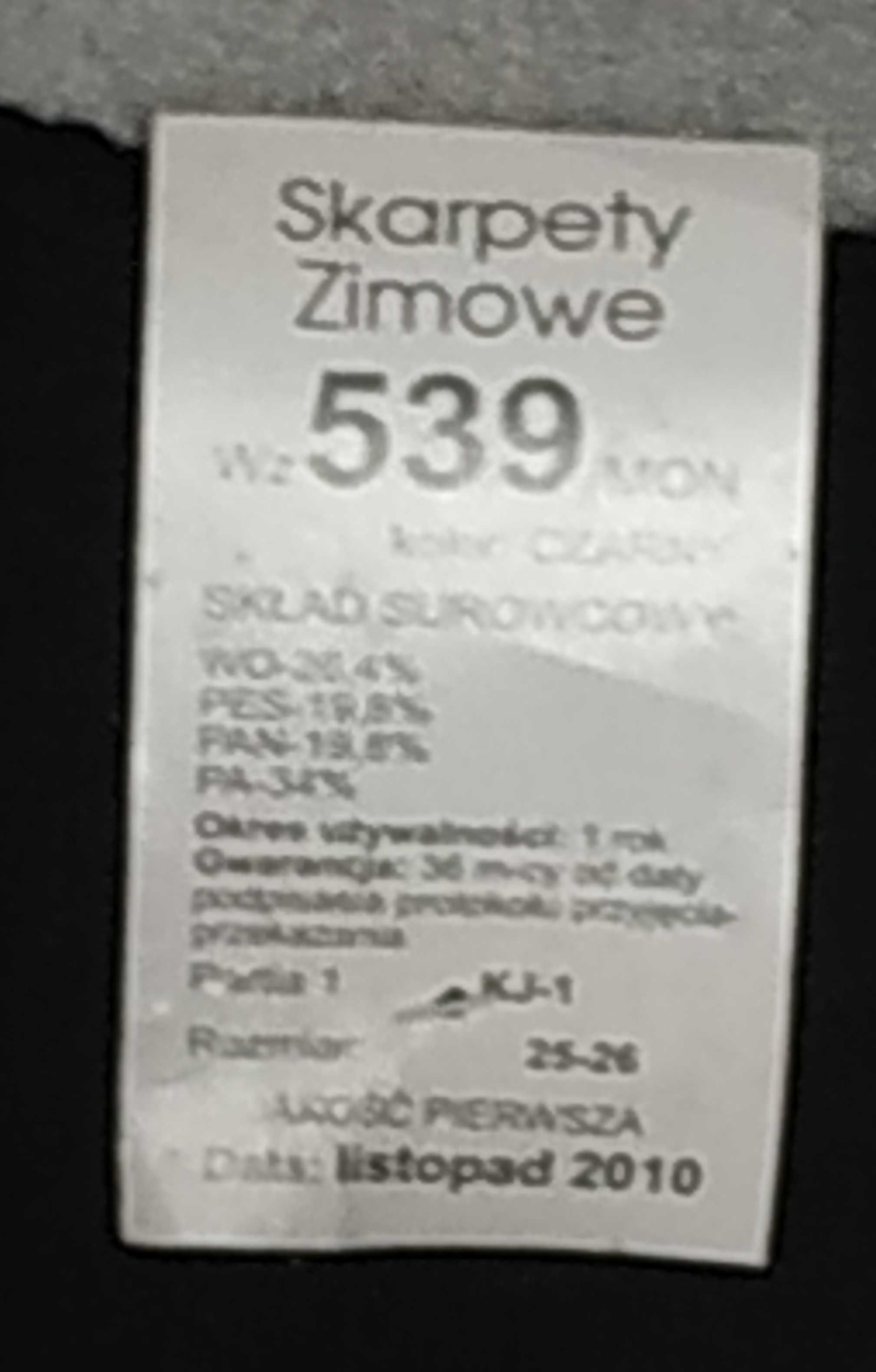 Wojskowe skarpety zimowe WP wz.539 r.