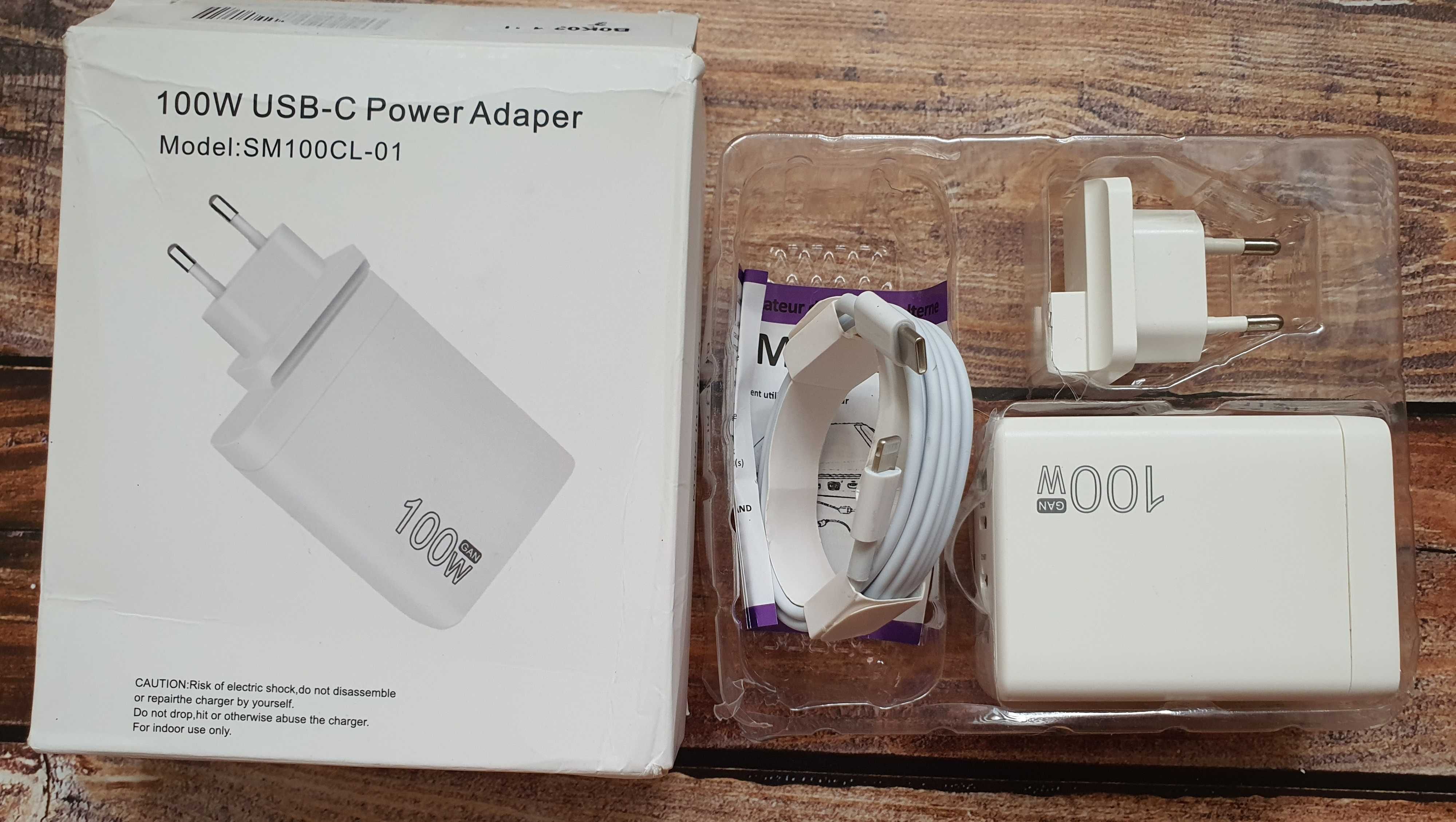 Ładowarka USB C, 100 W, 4 porty USB C Z Kablem