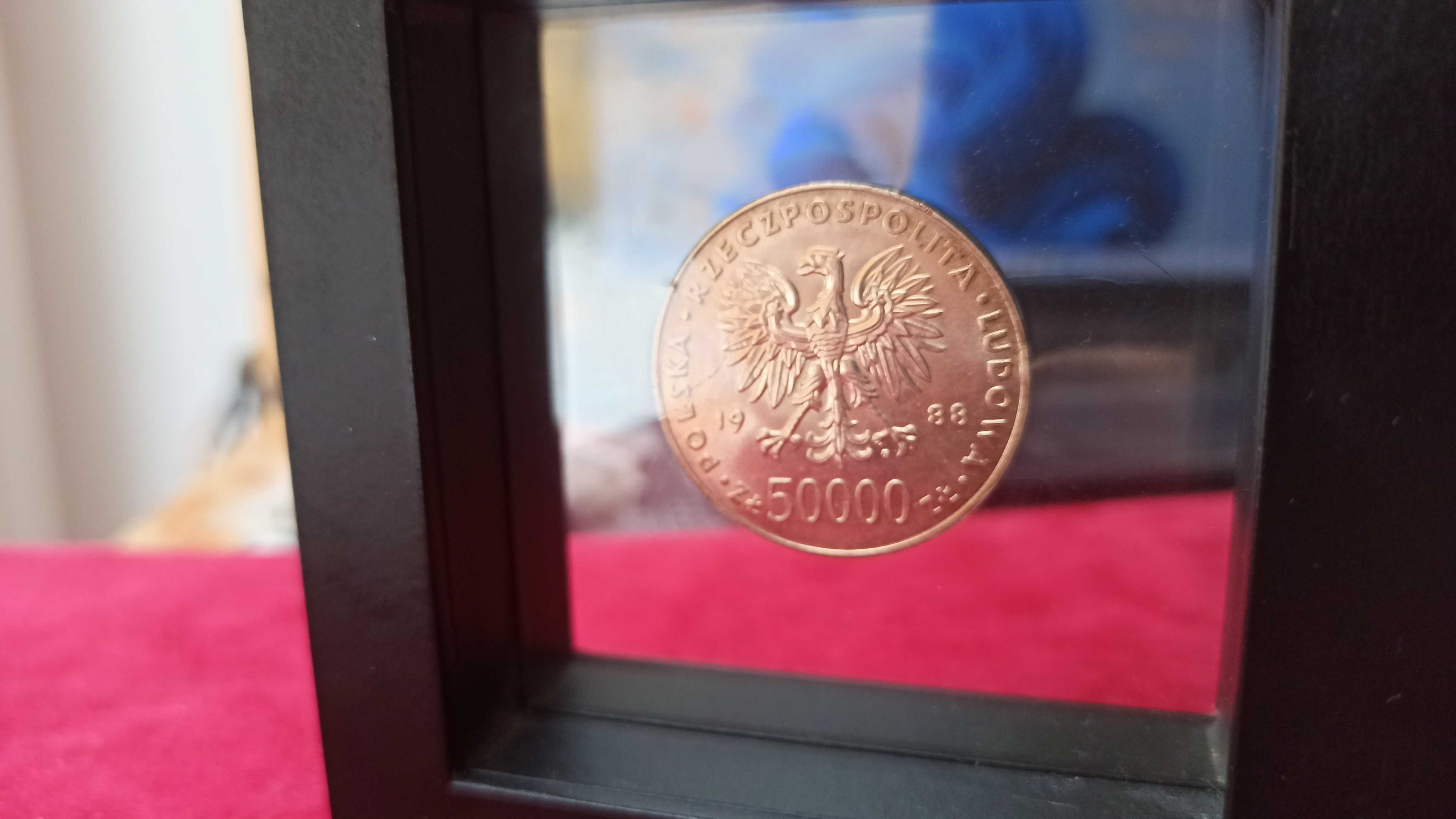 PRL, Moneta 50 000 złotych Józef Piłsudski 1988r Lustro mennicze!