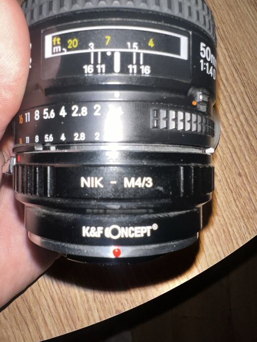 Obiektyw Nikon AF NIKKOR 50mm 1:1.4 D + przejsciowka