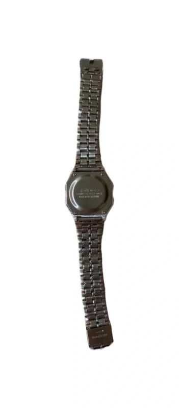 Zegarek srebrny metalowy LED swag elektrnyczny stoper minutnik vintage