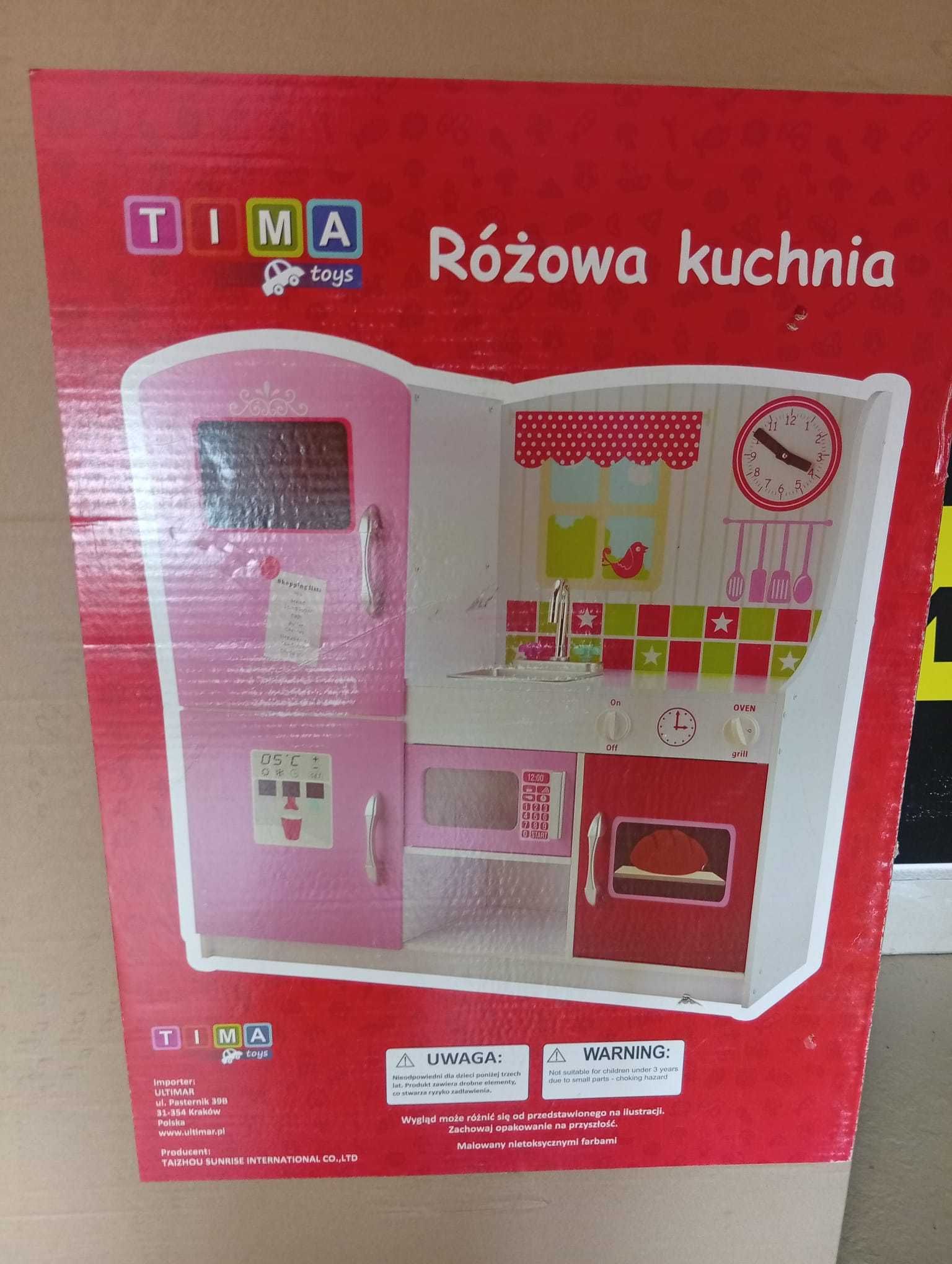 Drewniana kuchnia dla dzieci różowa