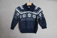 Sweter 80 NAME IT wełna wełniany z kołnierzem norweski wzór