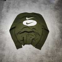 MĘSKA Bluza bez Kaptura Zielona Khaki Duże Logo Plecy Nike Bawełna