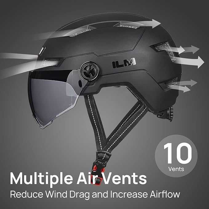 ILM Kask rowerowy dla dorosłych z ładowanym przez USB LED z  światłem