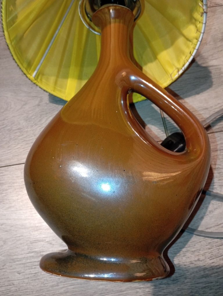 Unikat! Stara lampa stołowa ceramiczna PRL 38cm z Karafki Bochnia