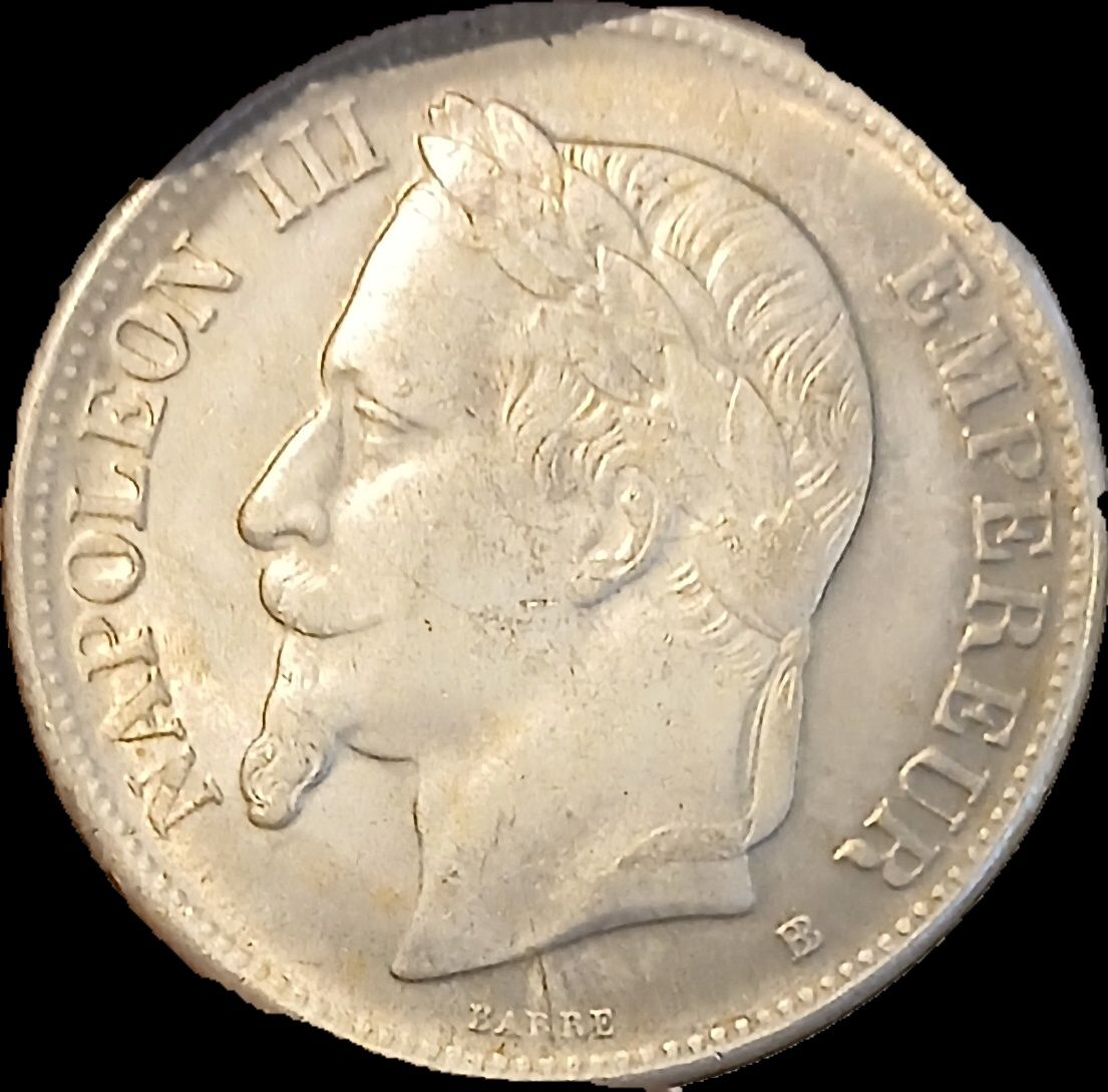 Francja Napoleon III 5 franków 1867 srebrne