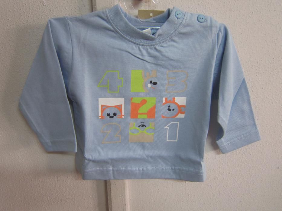 Camisola de Bébé Azul com Estampado NICO 6 Meses NOVO