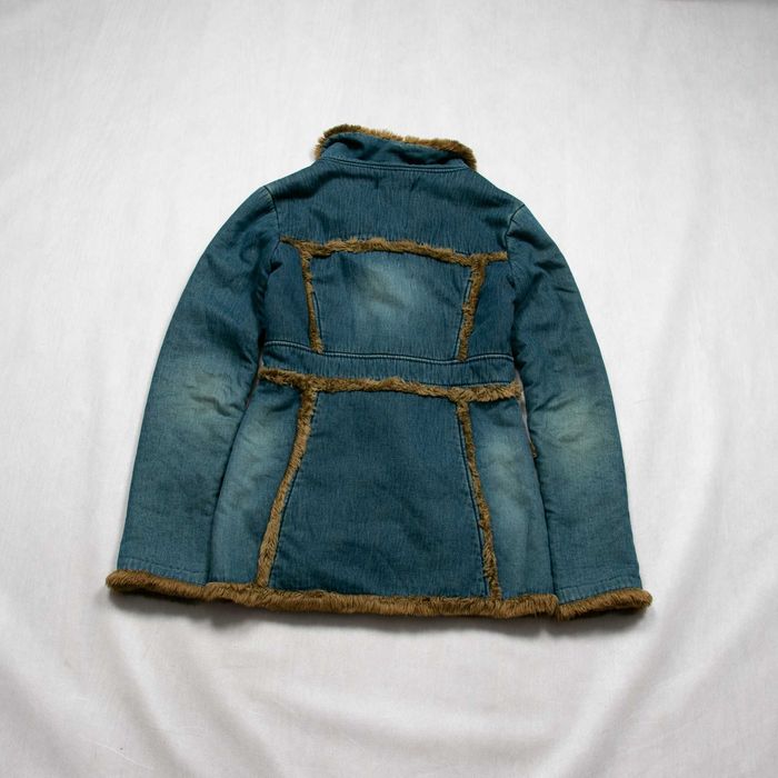 y2k Penny Lane Denim Coat kurtka jeansowa z futerkiem S ocieplana