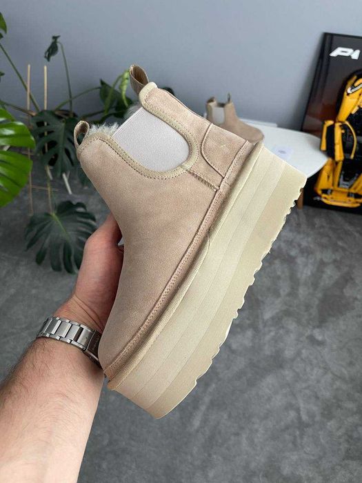 Угги UGG Neumel Chelsea Platform Beige / Уггі Неумел Челсі бежеві