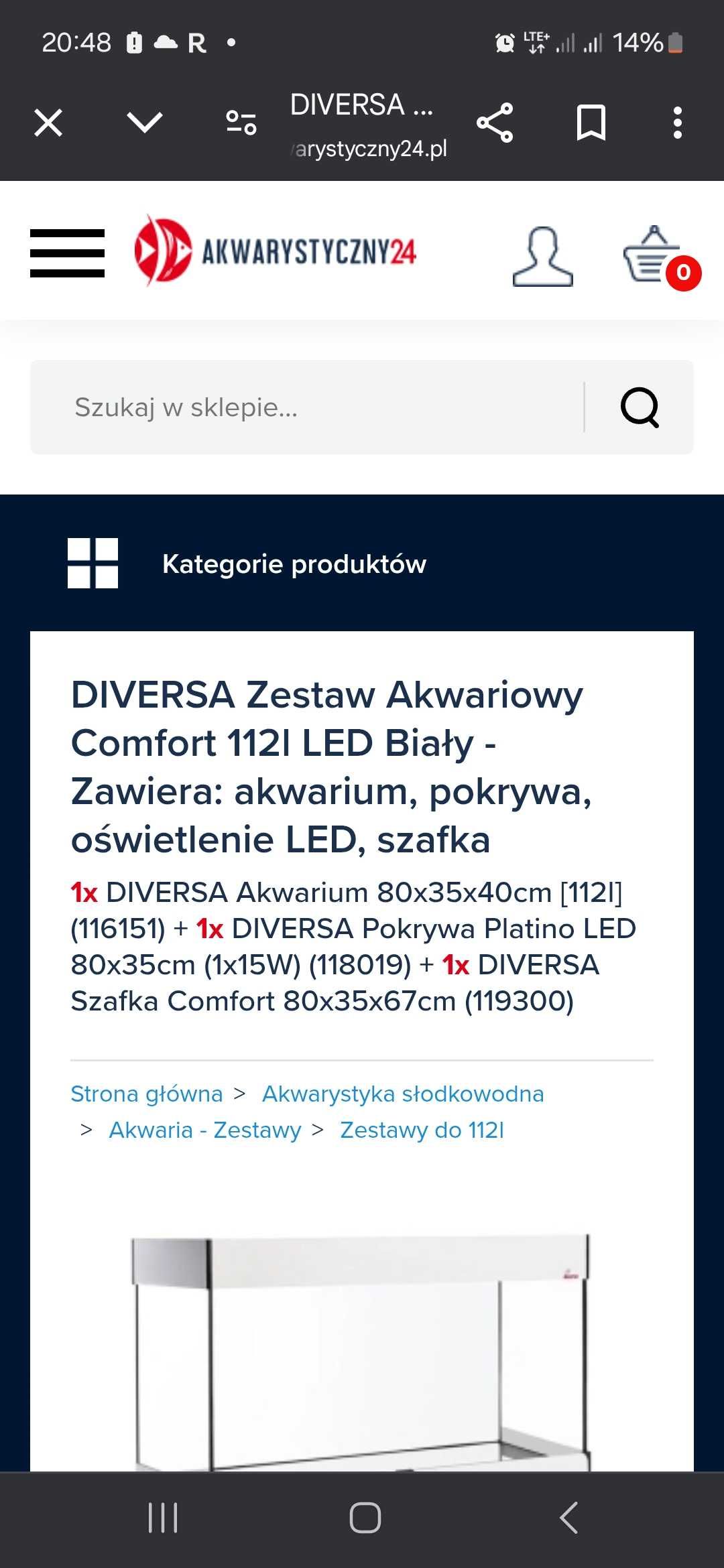 Sprzedam Akwarium 112 l diversa wraz z, szafka