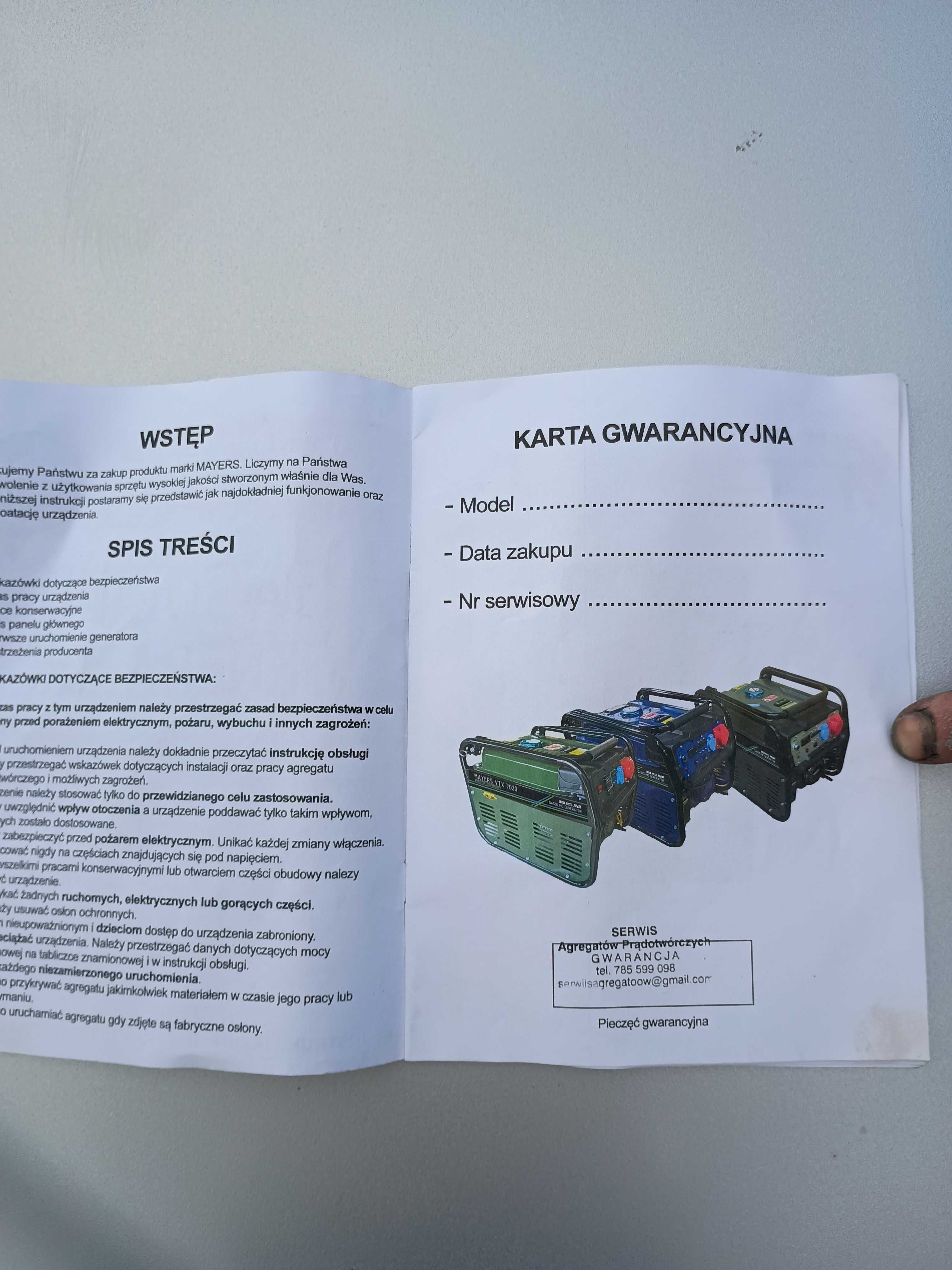 Agregat prądotwórczy MAYERS VTX 7020 7,2 KW