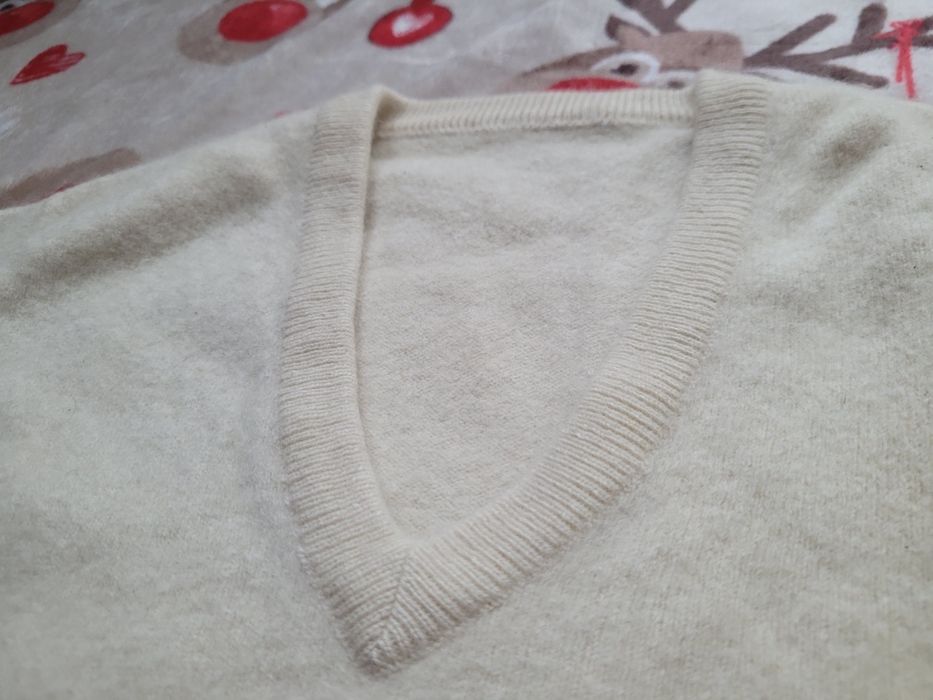 Sweter r S M kaszmir wełna termiczna niebarwiona cashmere