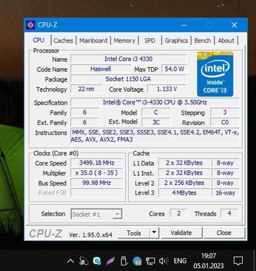 Процессор 1150 сокет Intel i3 4330 3.50GHz встроенная HD 4600