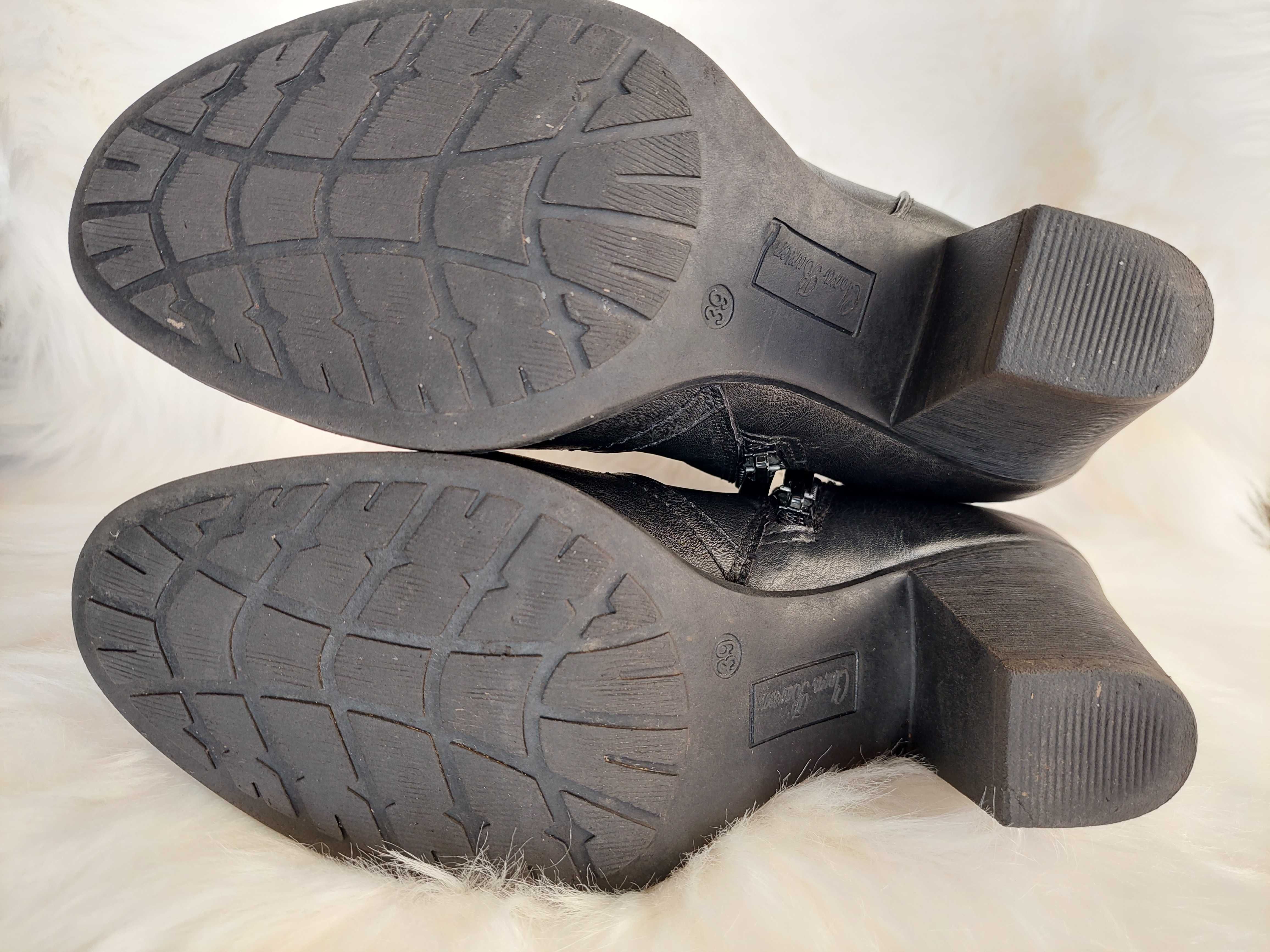 Botki sztyblety 39 zimowe buty czarne obcas Clara Barson CCC