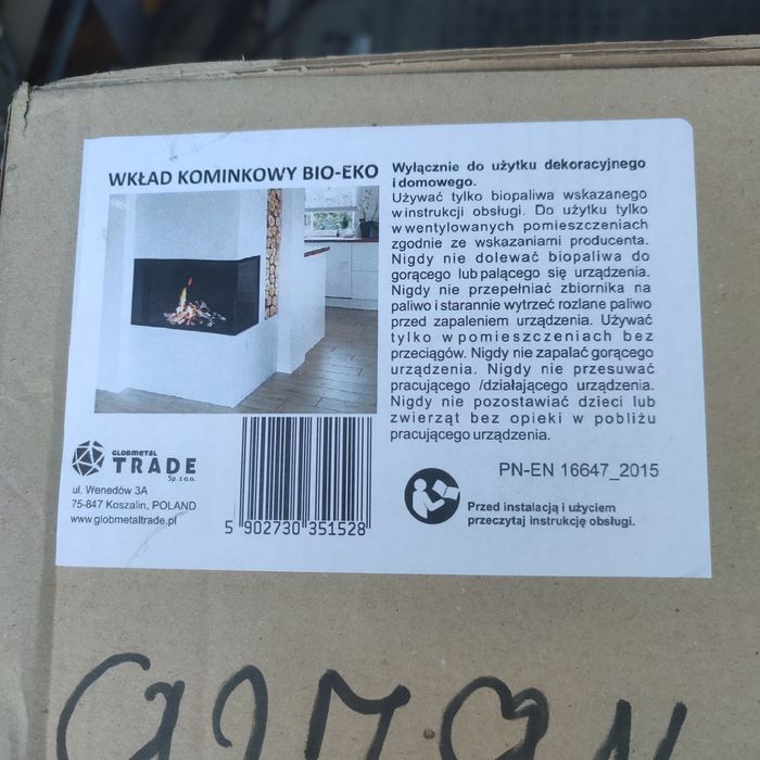 Kominek BIO EKO 800 ( 80 ) prawy do zabudowy Biokominek NOWY narożny