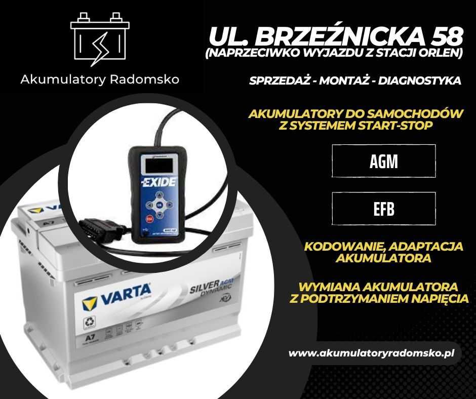 Akumulator ENRG 60AH 660A AGM START-STOP - Sklep Brzeźnicka 58