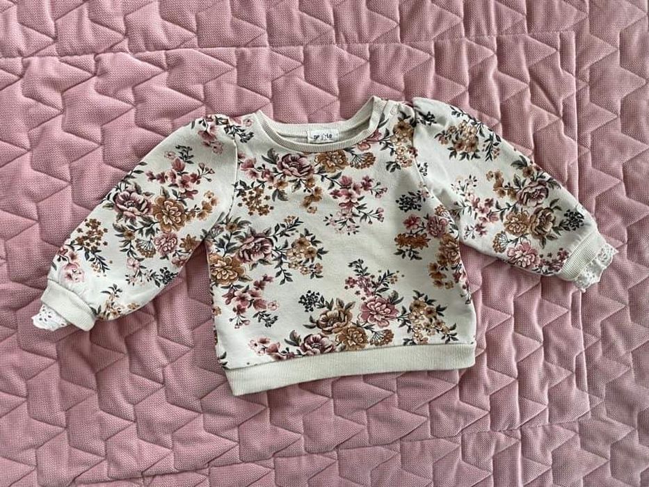 Bluza newbie kappahl 86  azur koronka beżowa kwiaty kwiatki