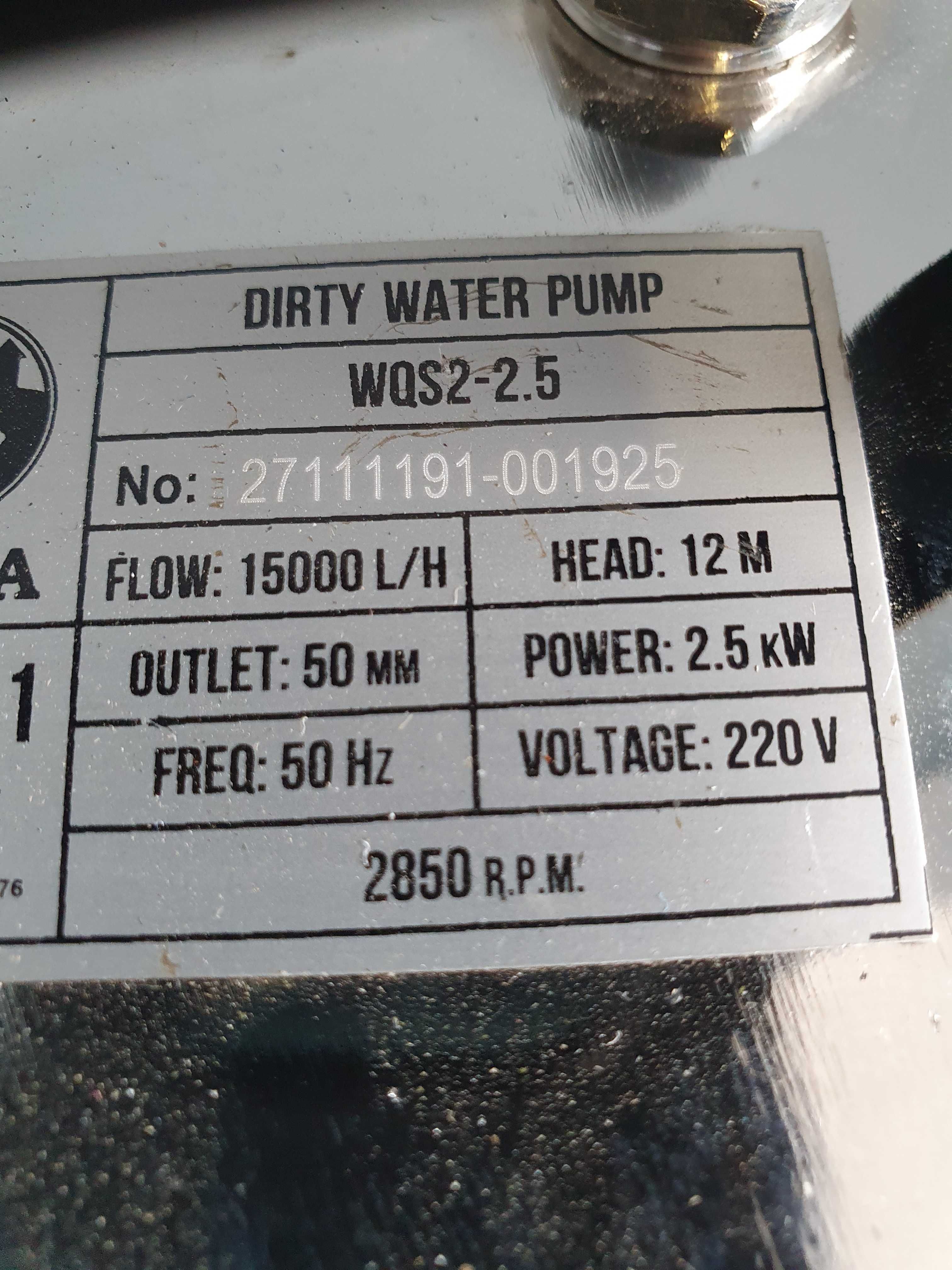 Фекальный Дренажный насос 2,5 KW с Дробилкой (ТІЛЬКИ ДОСТАВКА ПОШТОЮ)