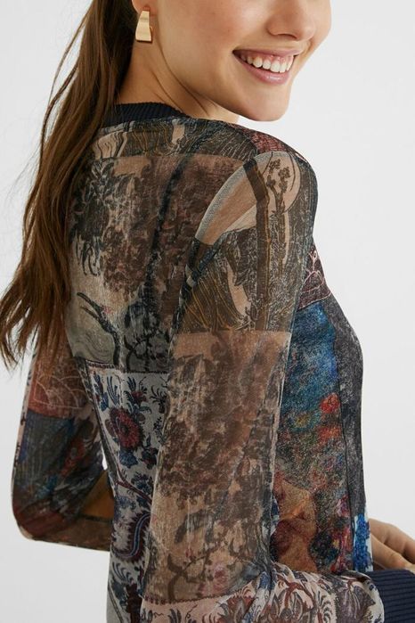 Bluzka tiulowa z nadrukiem Desigual S