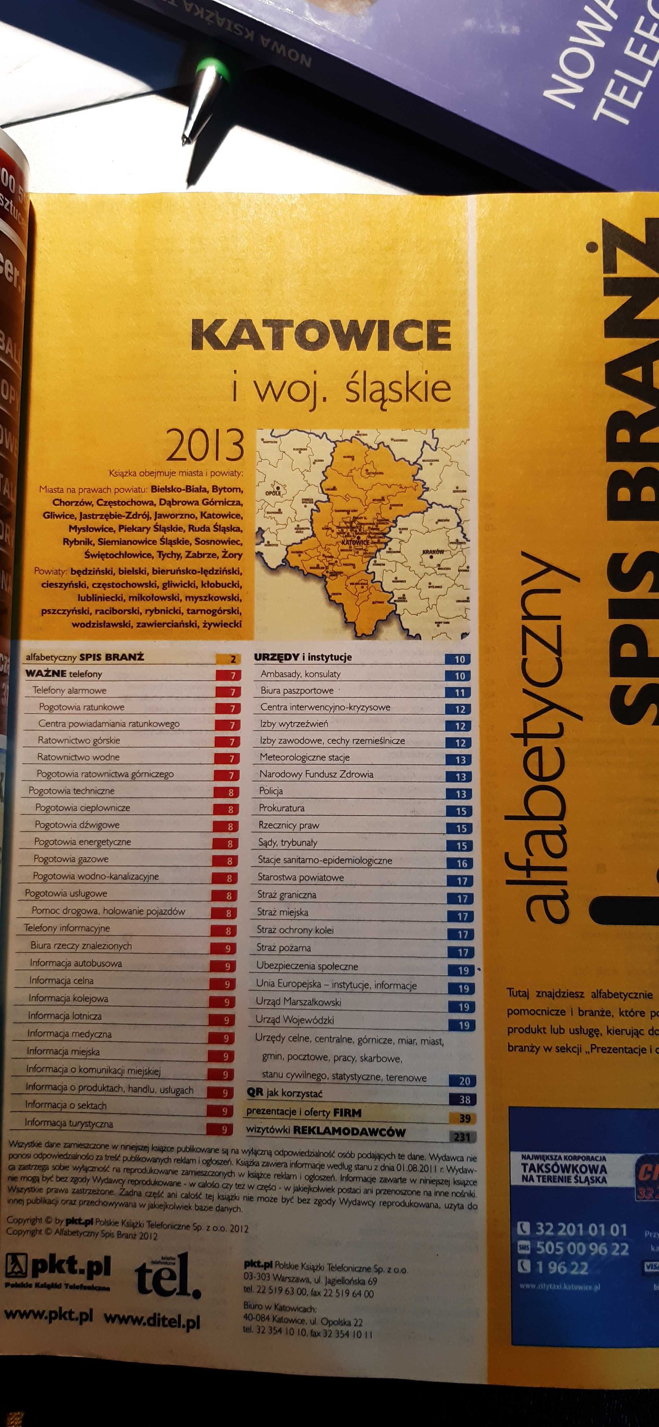 stara książka telefoniczna z2013r. katowice i woj. śląskie