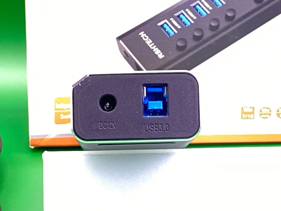 Aluminiowy hub USB 3 z zasilaczem 24W, 7 portów. Nowy