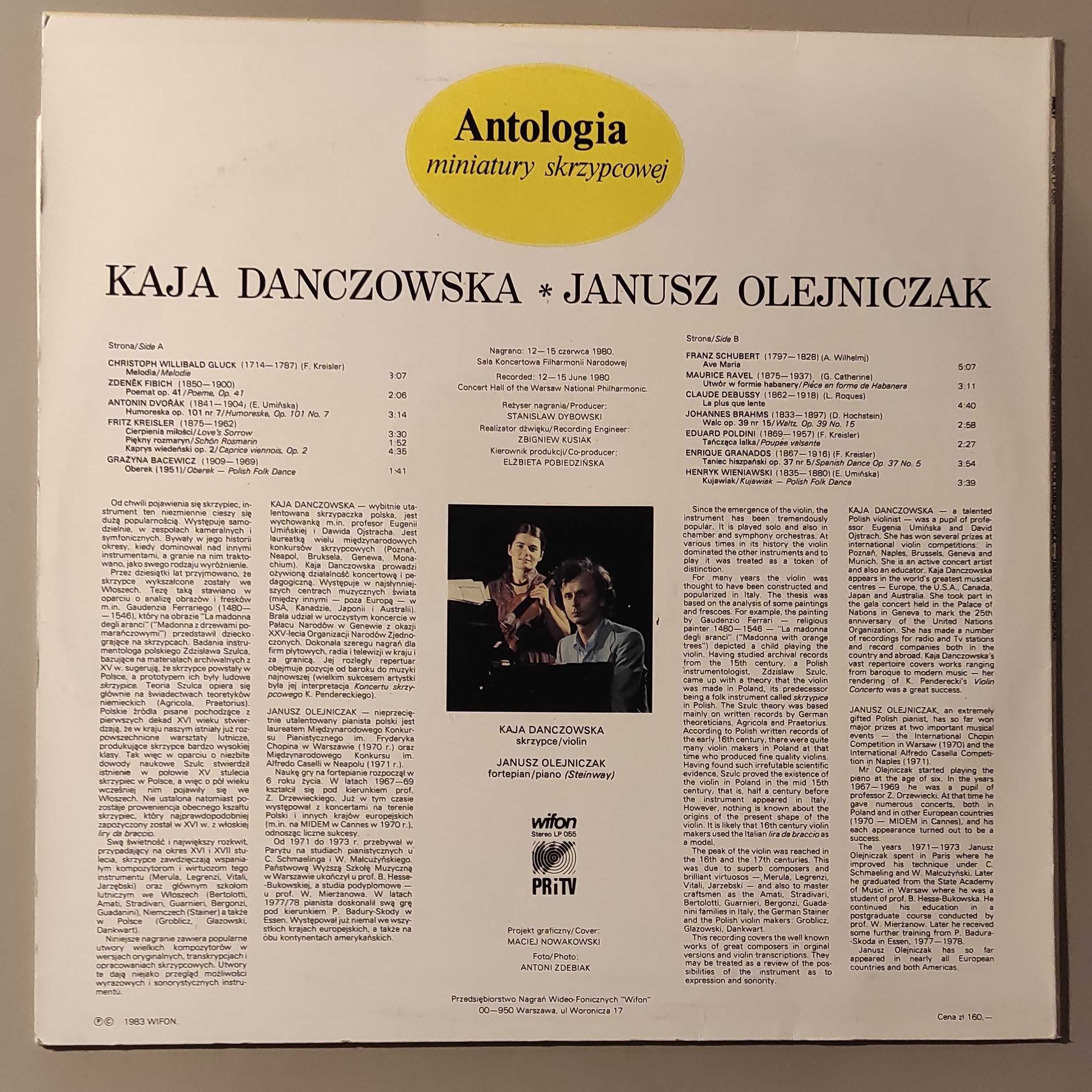 Antologia miniatury skrzypcowej-Kaja Danczowska i J. Olejniczak winyl